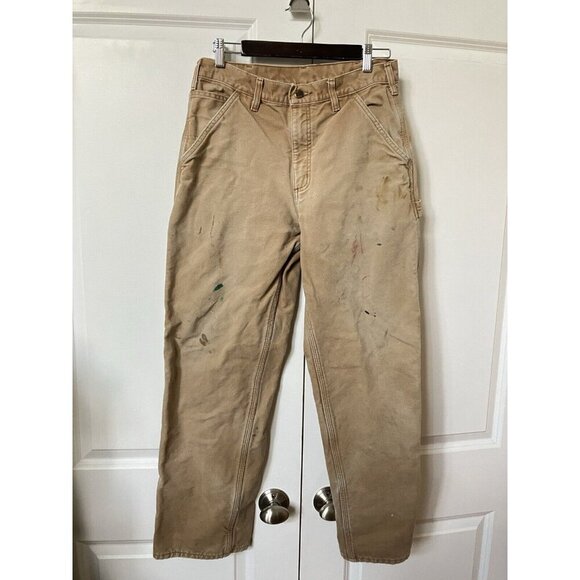 Carhartt Canvas Original Dungaree Fit Pants Mens Distressed Painter Utility - Picture 1 of 14